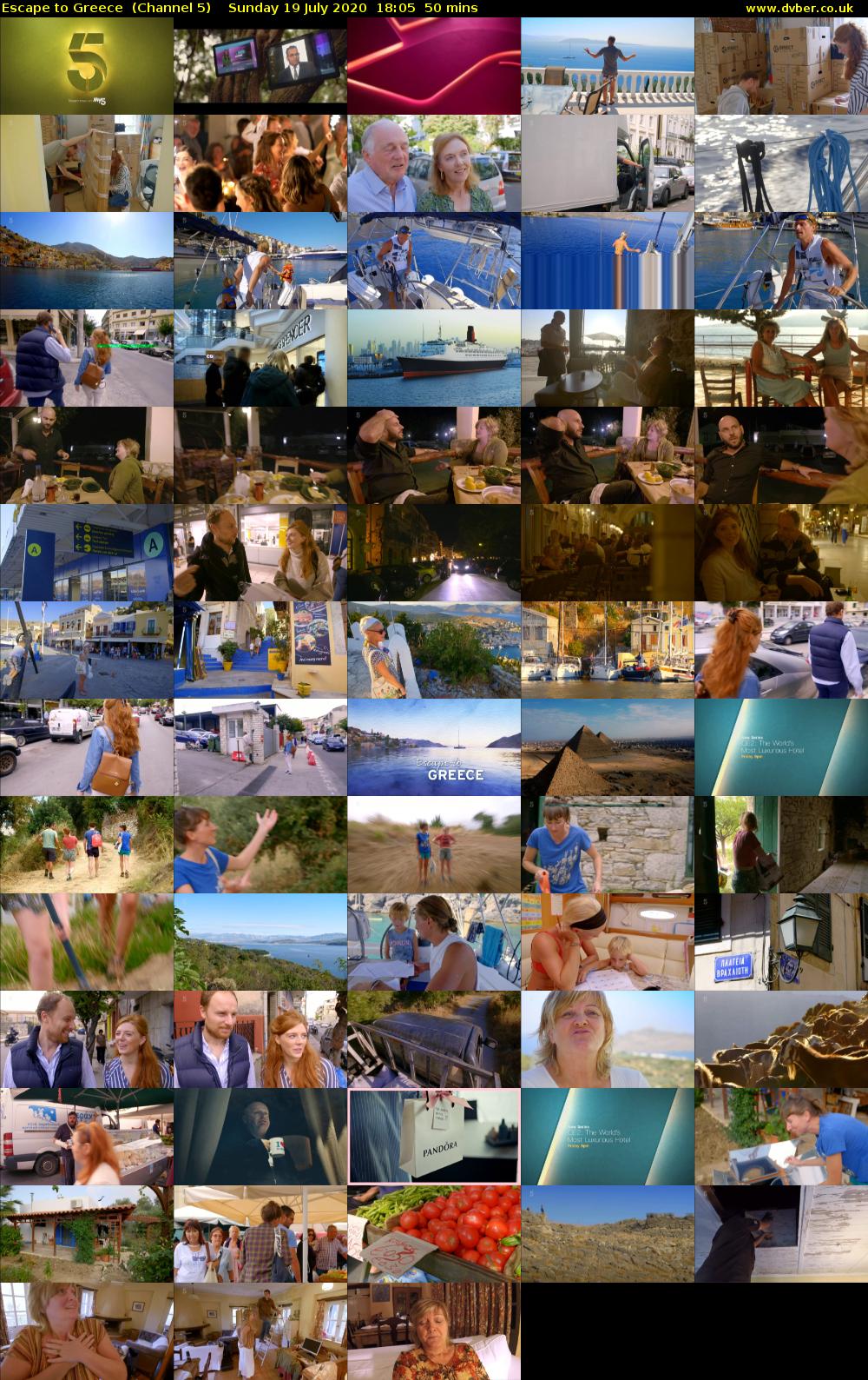 Escape to Greece  (Channel 5) Sunday 19 July 2020 18:05 - 18:55