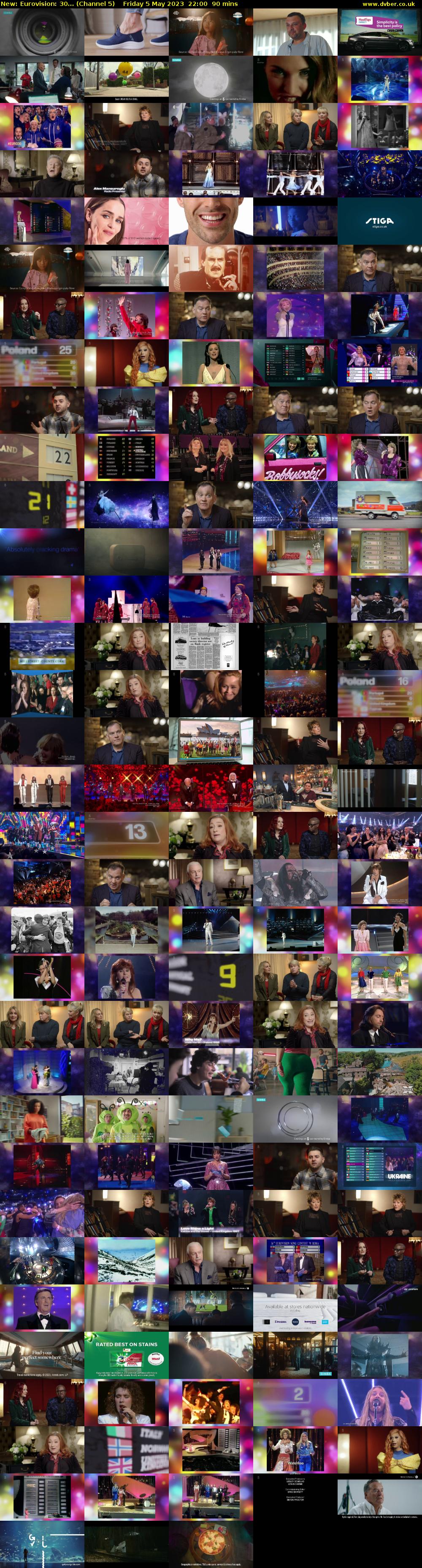 Eurovision: 30... (Channel 5) Friday 5 May 2023 22:00 - 23:30