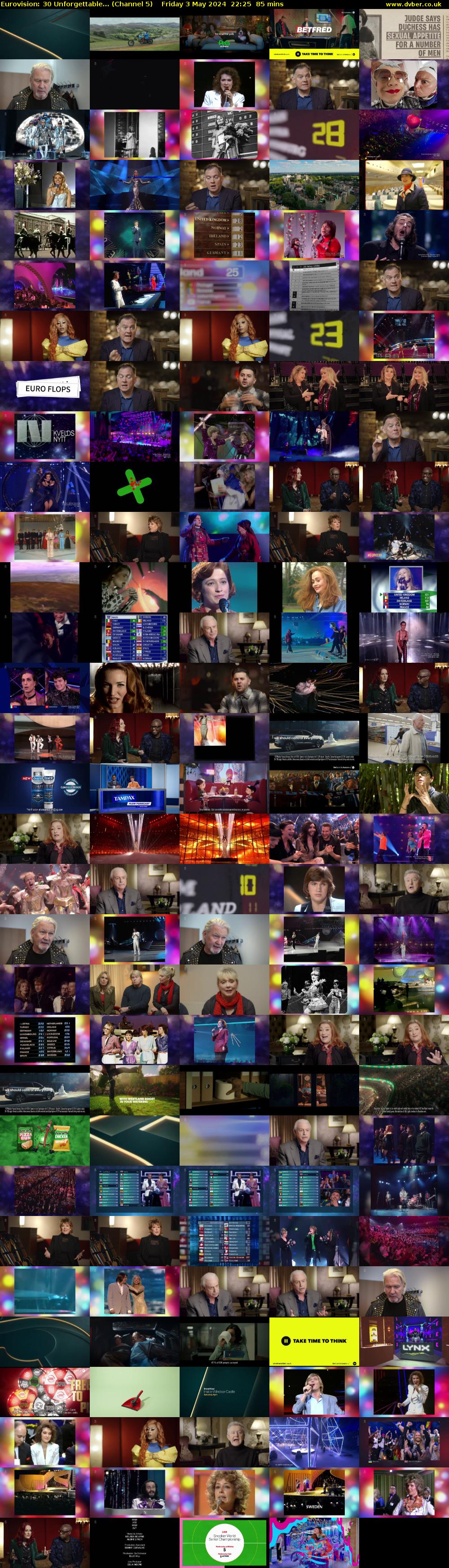 Eurovision: 30 Unforgettable... (Channel 5) Friday 3 May 2024 22:25 - 23:50
