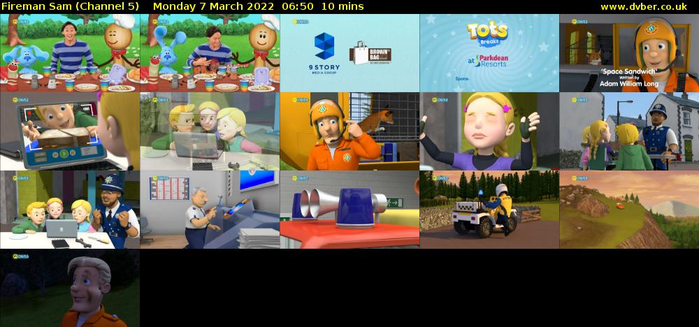 Fireman Sam (Channel 5) Monday 7 March 2022 06:50 - 07:00