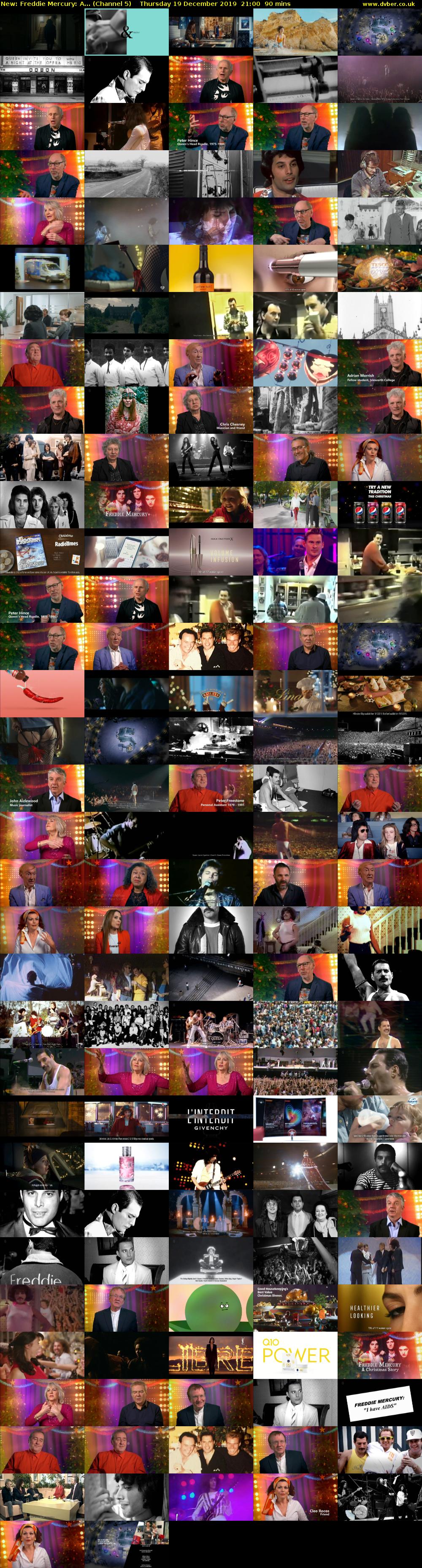 Freddie Mercury: A... (Channel 5) Thursday 19 December 2019 21:00 - 22:30