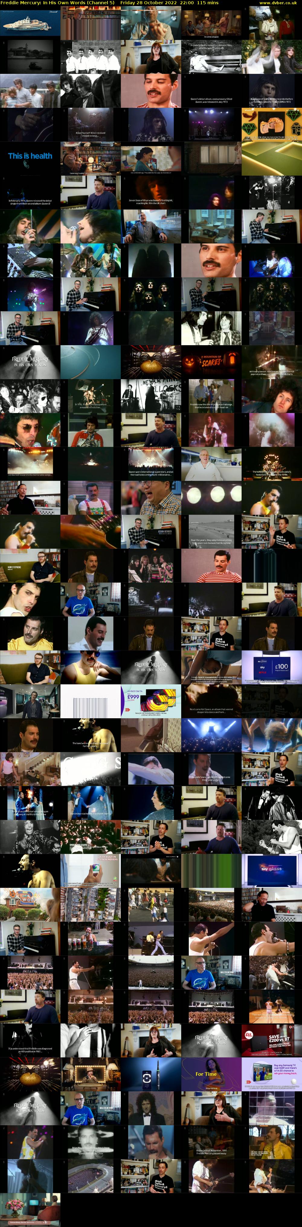 Freddie Mercury: In His Own Words (Channel 5) Friday 28 October 2022 22:00 - 23:55