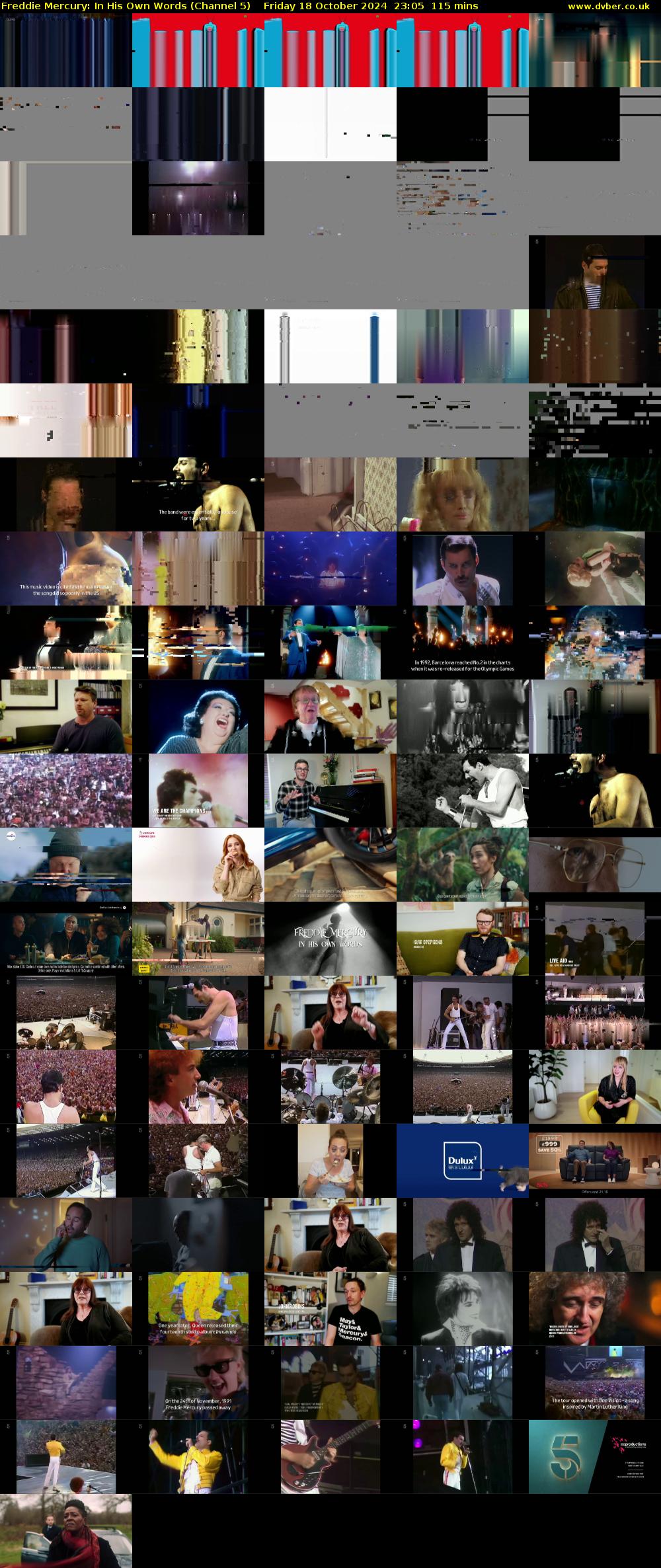 Freddie Mercury: In His Own Words (Channel 5) Friday 18 October 2024 23:05 - 01:00