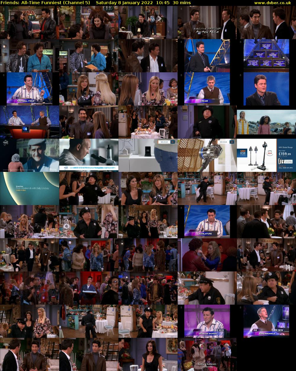 Friends: All-Time Funniest (Channel 5) Saturday 8 January 2022 10:45 - 11:15