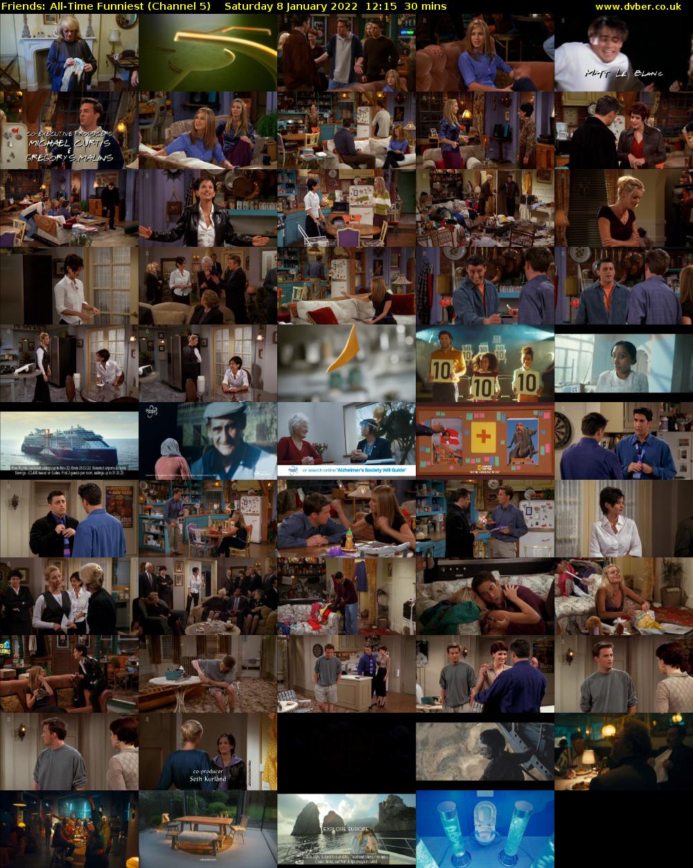 Friends: All-Time Funniest (Channel 5) Saturday 8 January 2022 12:15 - 12:45