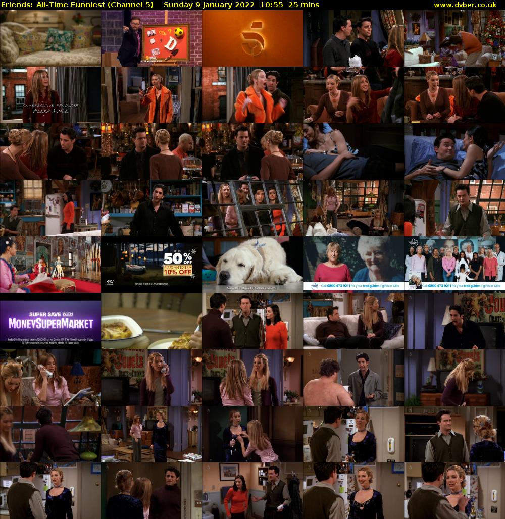 Friends: All-Time Funniest (Channel 5) Sunday 9 January 2022 10:55 - 11:20