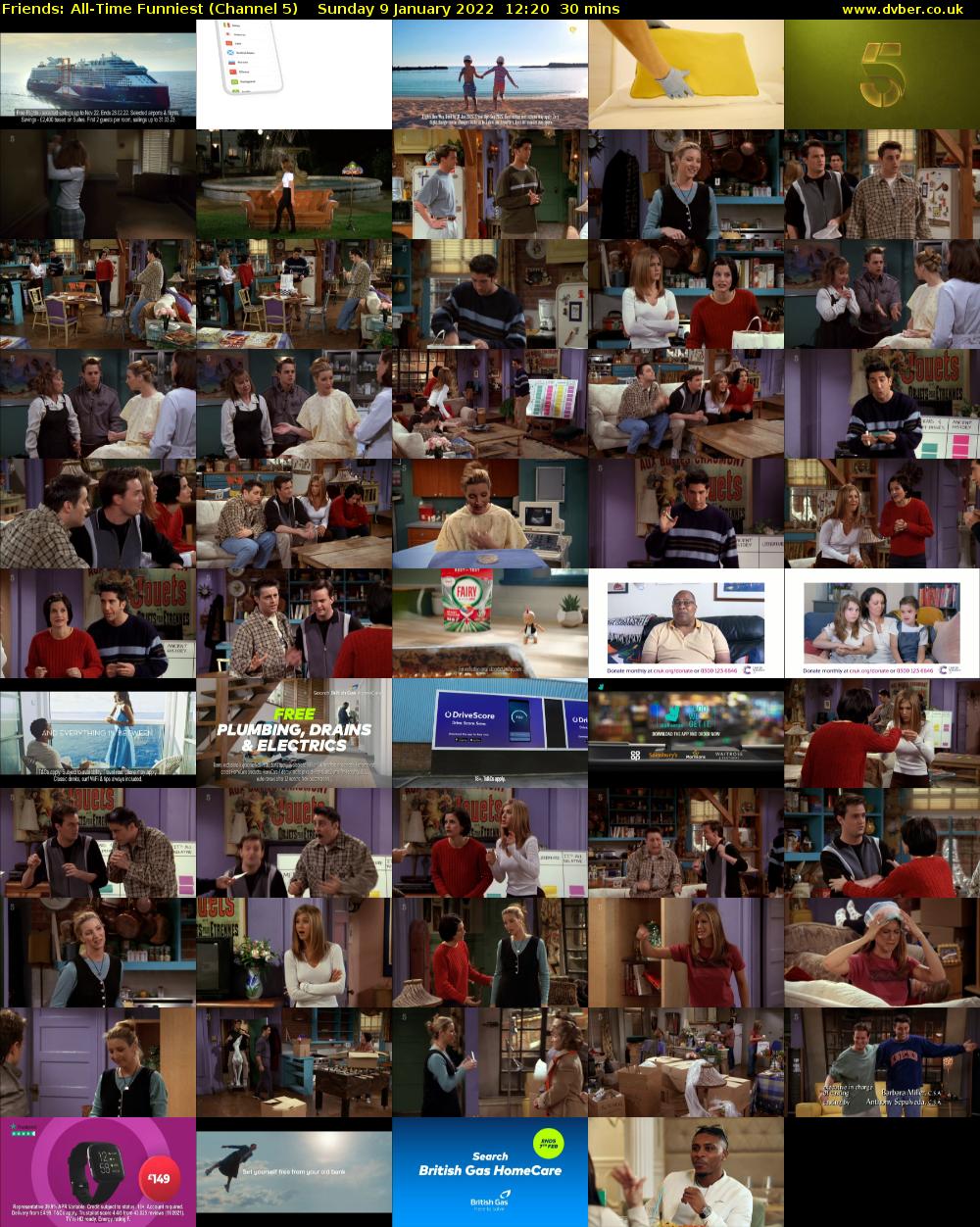 Friends: All-Time Funniest (Channel 5) Sunday 9 January 2022 12:20 - 12:50