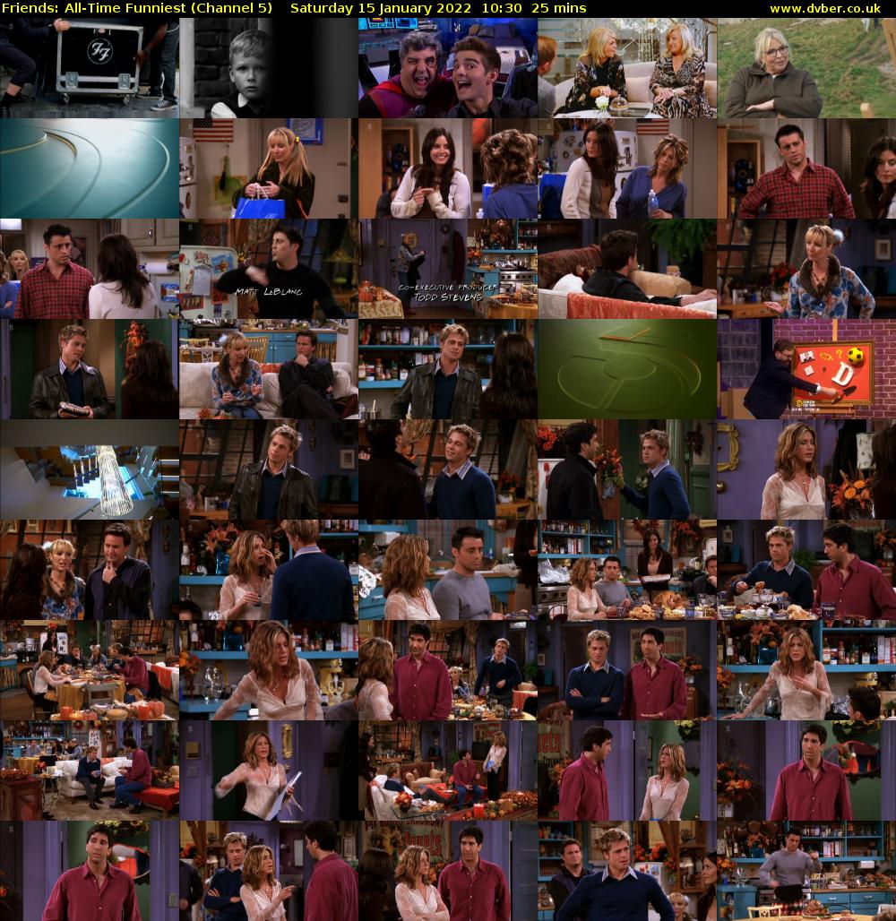 Friends: All-Time Funniest (Channel 5) Saturday 15 January 2022 10:30 - 10:55
