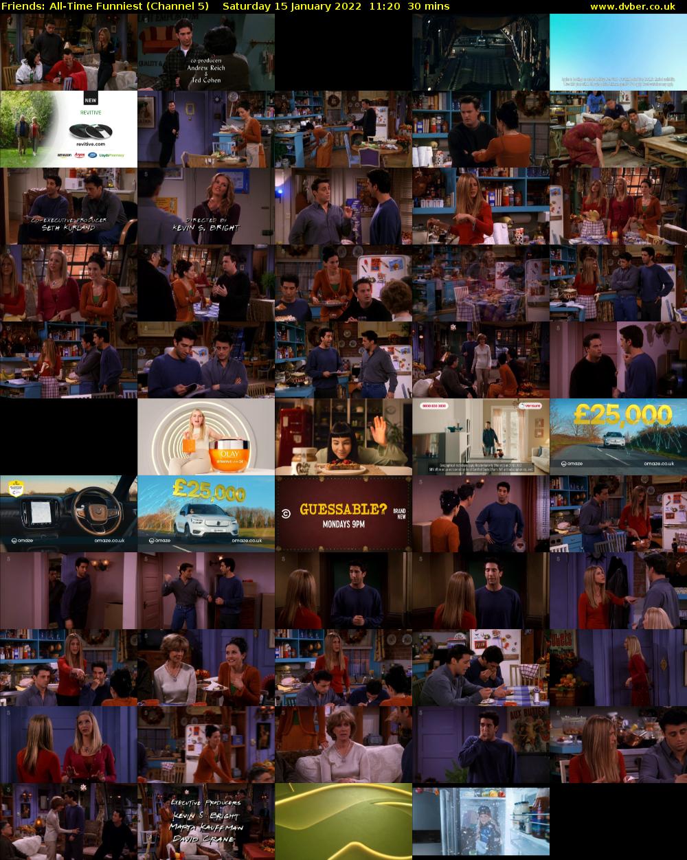 Friends: All-Time Funniest (Channel 5) Saturday 15 January 2022 11:20 - 11:50
