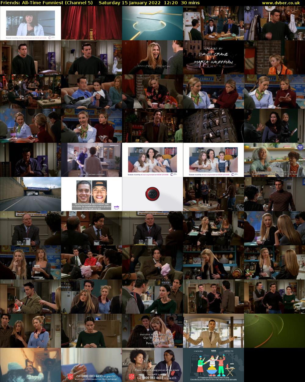 Friends: All-Time Funniest (Channel 5) Saturday 15 January 2022 12:20 - 12:50