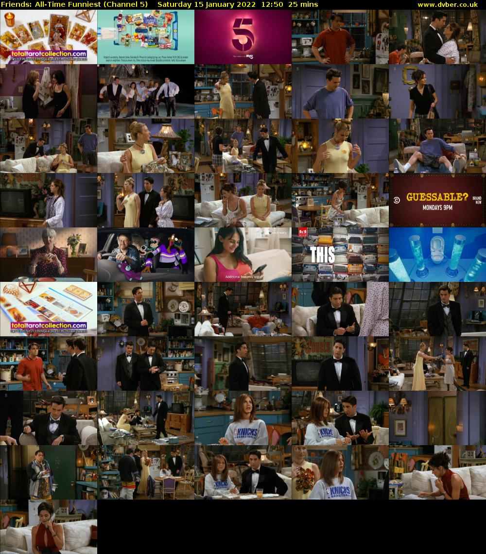 Friends: All-Time Funniest (Channel 5) Saturday 15 January 2022 12:50 - 13:15