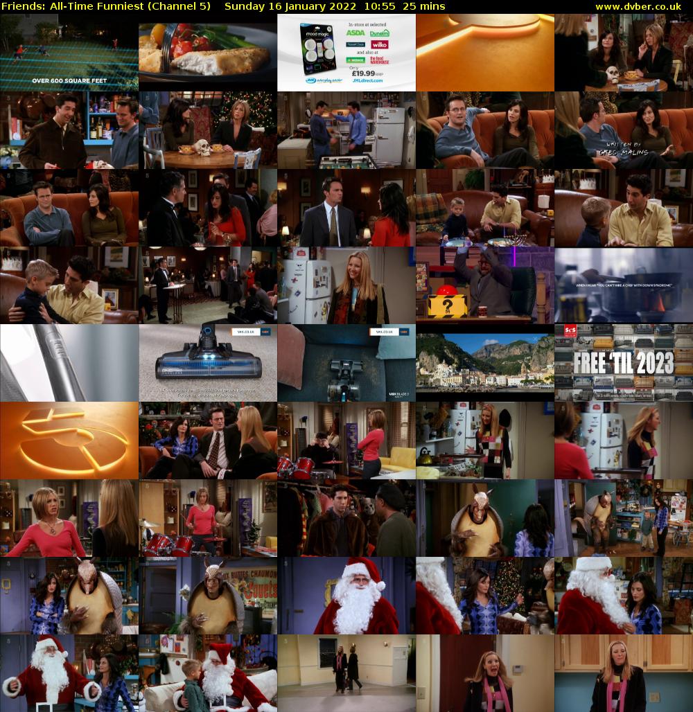 Friends: All-Time Funniest (Channel 5) Sunday 16 January 2022 10:55 - 11:20
