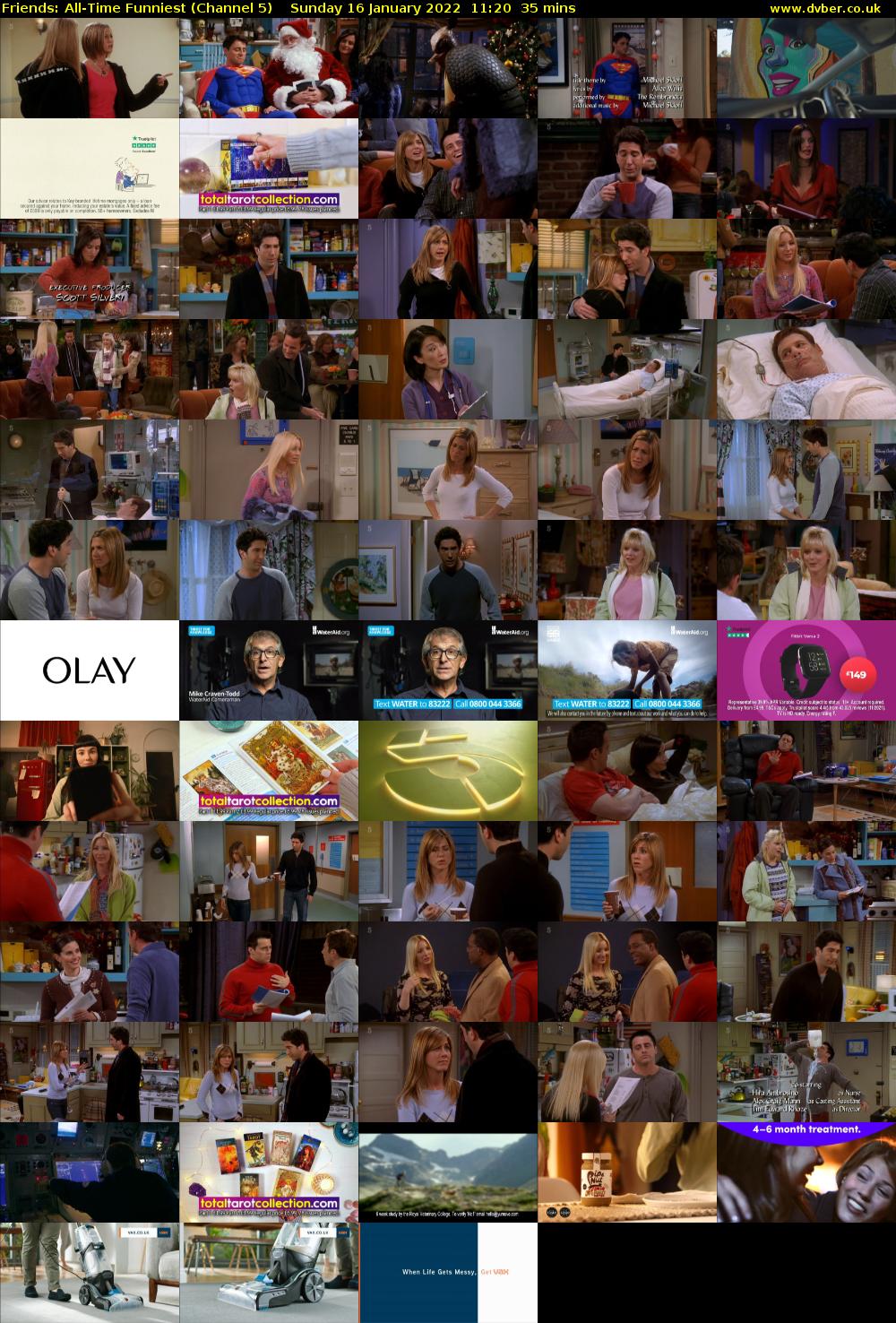 Friends: All-Time Funniest (Channel 5) Sunday 16 January 2022 11:20 - 11:55