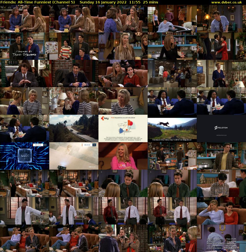 Friends: All-Time Funniest (Channel 5) Sunday 16 January 2022 11:55 - 12:20