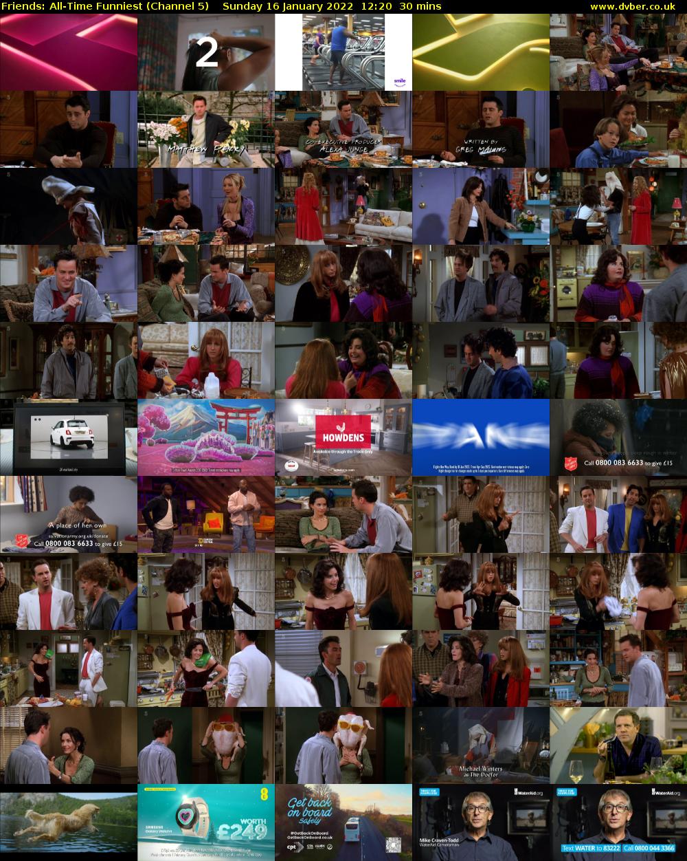 Friends: All-Time Funniest (Channel 5) Sunday 16 January 2022 12:20 - 12:50