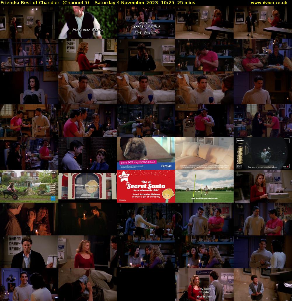 Friends: Best of Chandler  (Channel 5) Saturday 4 November 2023 10:25 - 10:50