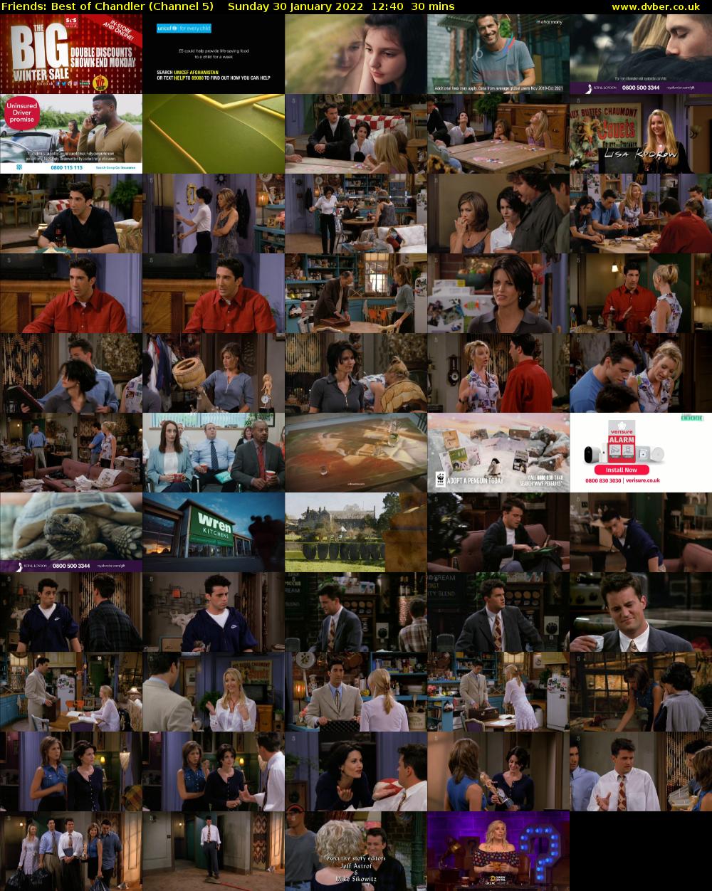 Friends: Best of Chandler (Channel 5) Sunday 30 January 2022 12:40 - 13:10