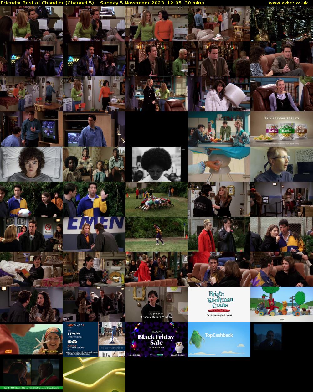 Friends: Best of Chandler (Channel 5) Sunday 5 November 2023 12:05 - 12:35