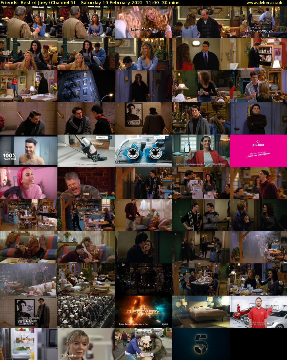 Friends: Best of Joey (Channel 5) Saturday 19 February 2022 11:00 - 11:30