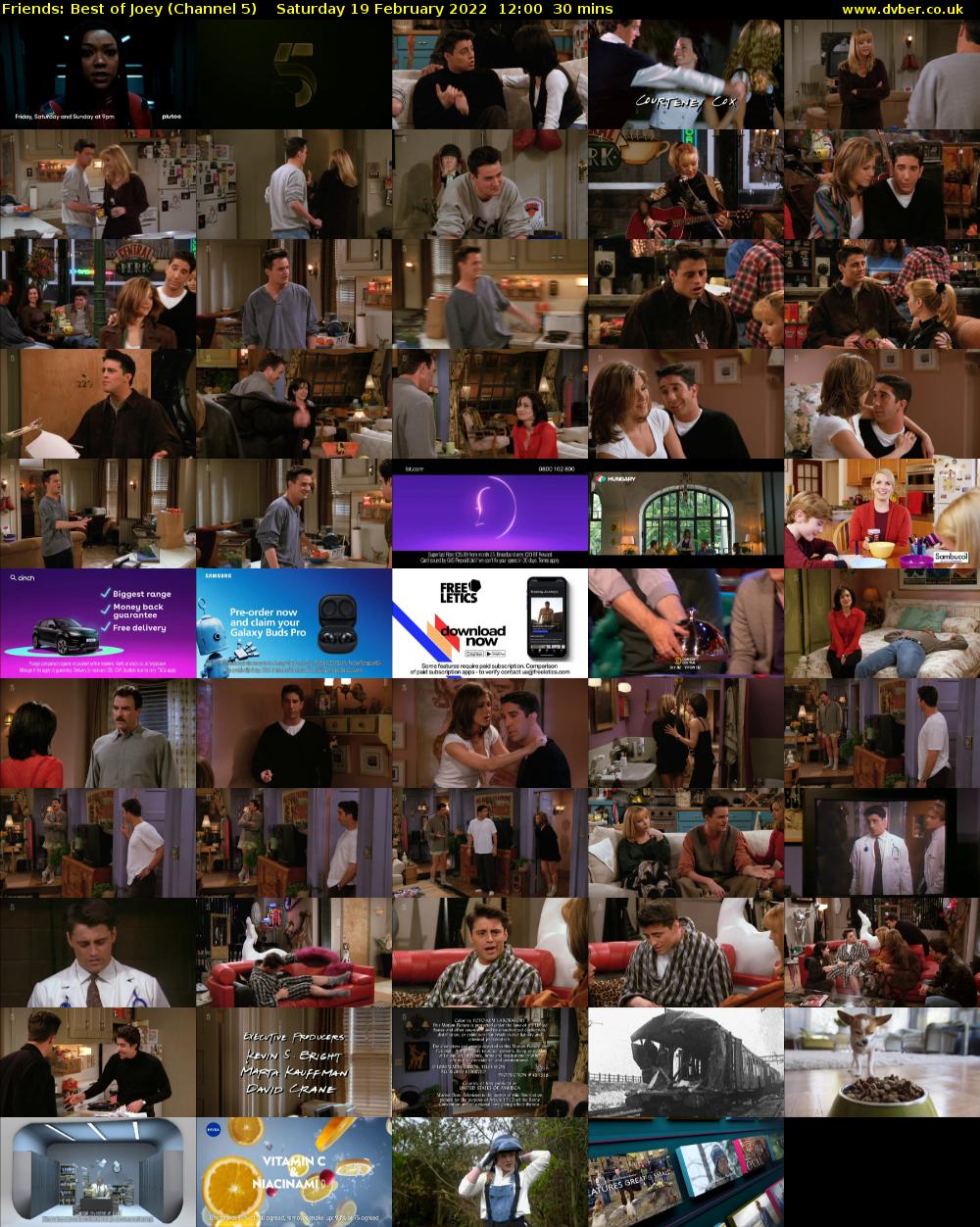 Friends: Best of Joey (Channel 5) Saturday 19 February 2022 12:00 - 12:30