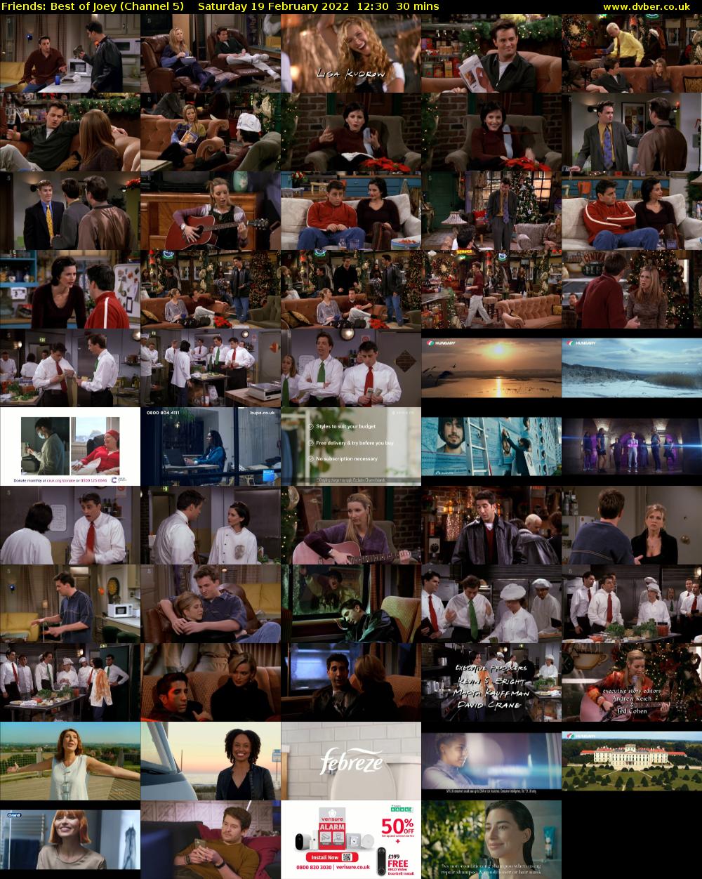 Friends: Best of Joey (Channel 5) Saturday 19 February 2022 12:30 - 13:00