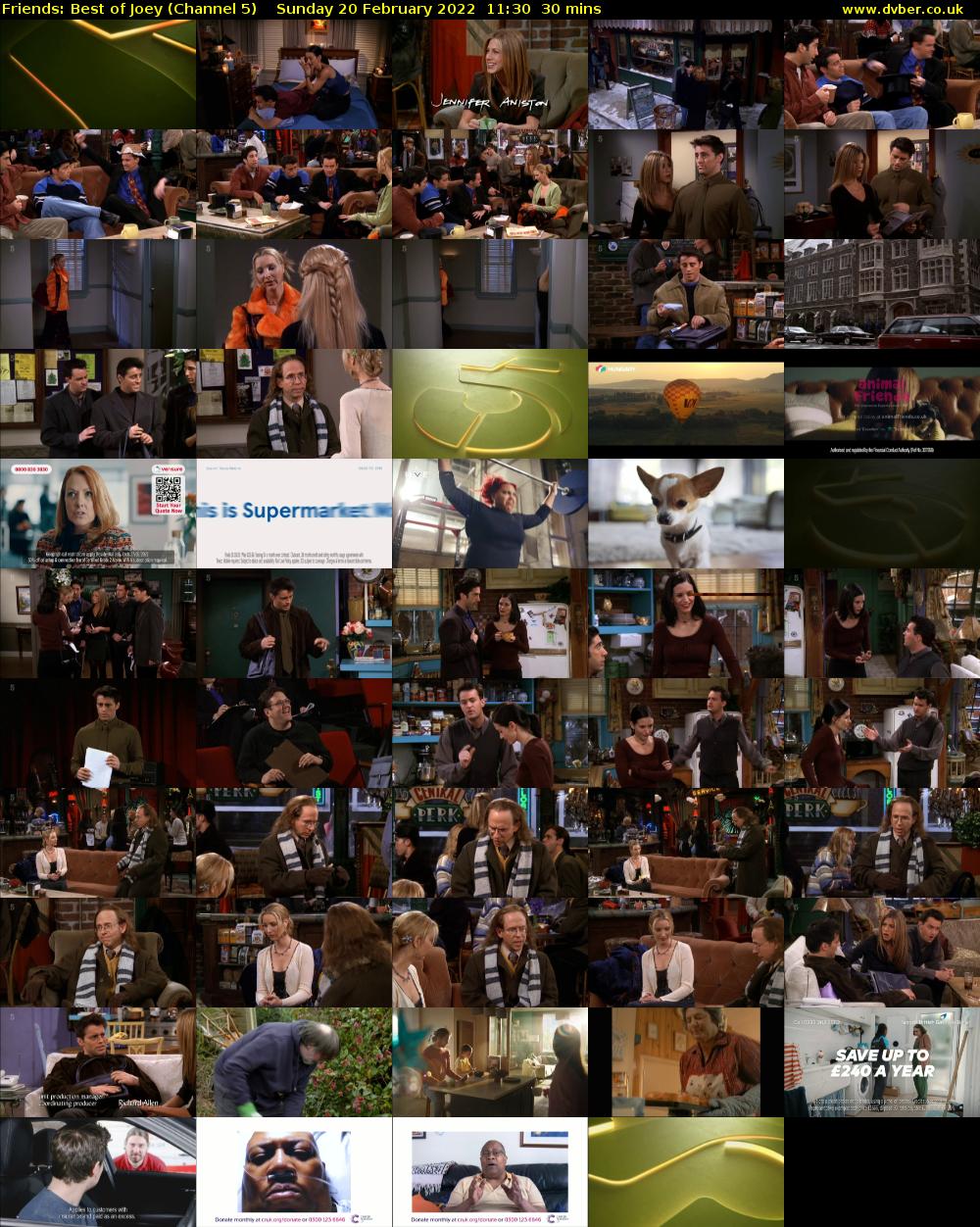 Friends: Best of Joey (Channel 5) Sunday 20 February 2022 11:30 - 12:00