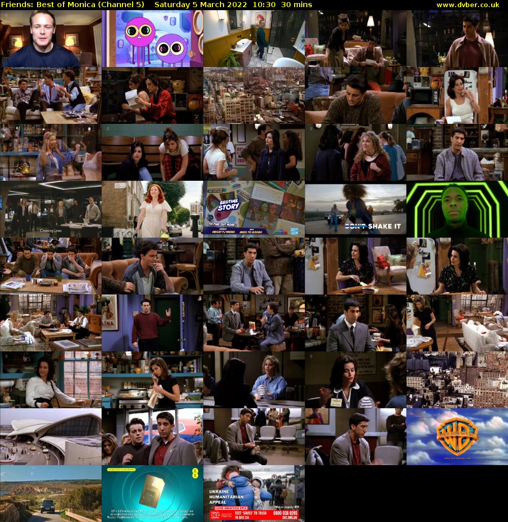 Friends: Best of Monica (Channel 5) Saturday 5 March 2022 10:30 - 11:00