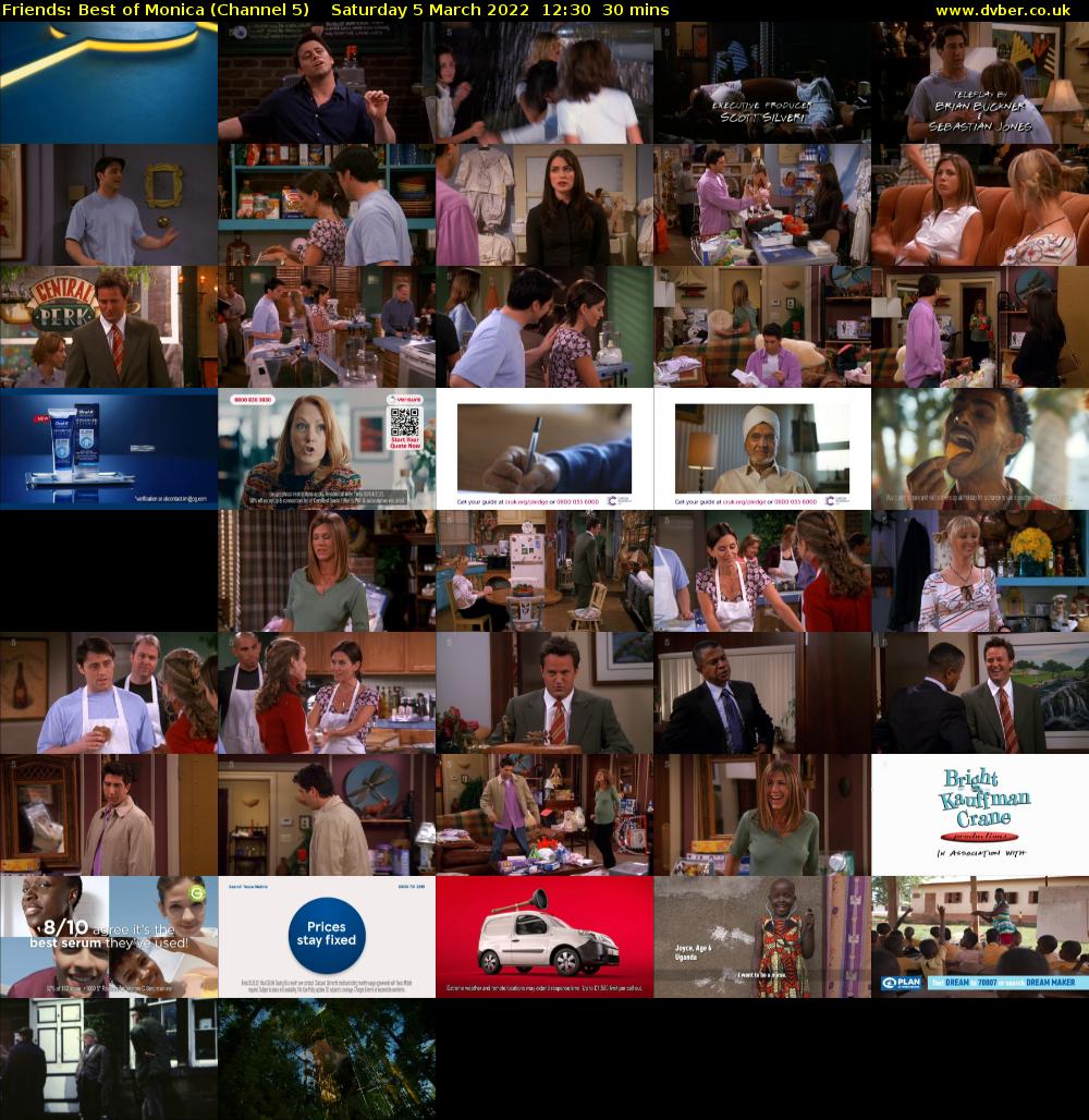 Friends: Best of Monica (Channel 5) Saturday 5 March 2022 12:30 - 13:00