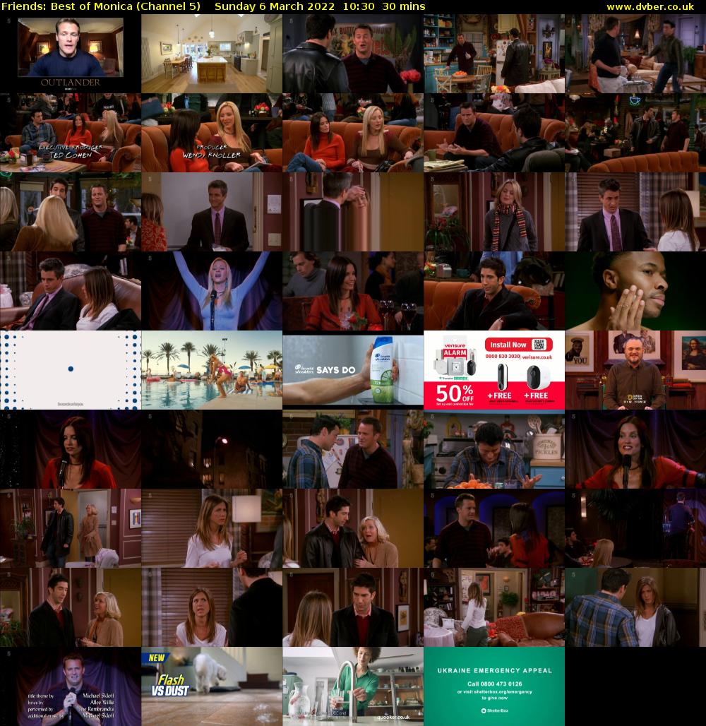 Friends: Best of Monica (Channel 5) Sunday 6 March 2022 10:30 - 11:00