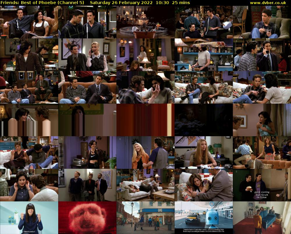 Friends: Best of Phoebe (Channel 5) Saturday 26 February 2022 10:30 - 10:55
