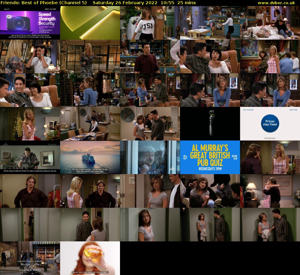 Friends: Best of Phoebe (Channel 5) Saturday 26 February 2022 10:55 - 11:20