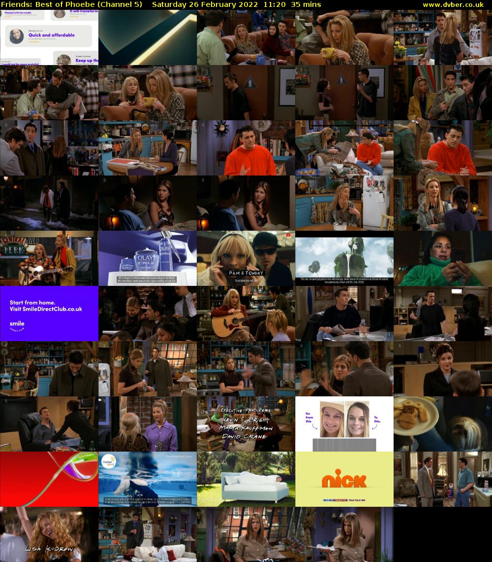 Friends: Best of Phoebe (Channel 5) Saturday 26 February 2022 11:20 - 11:55