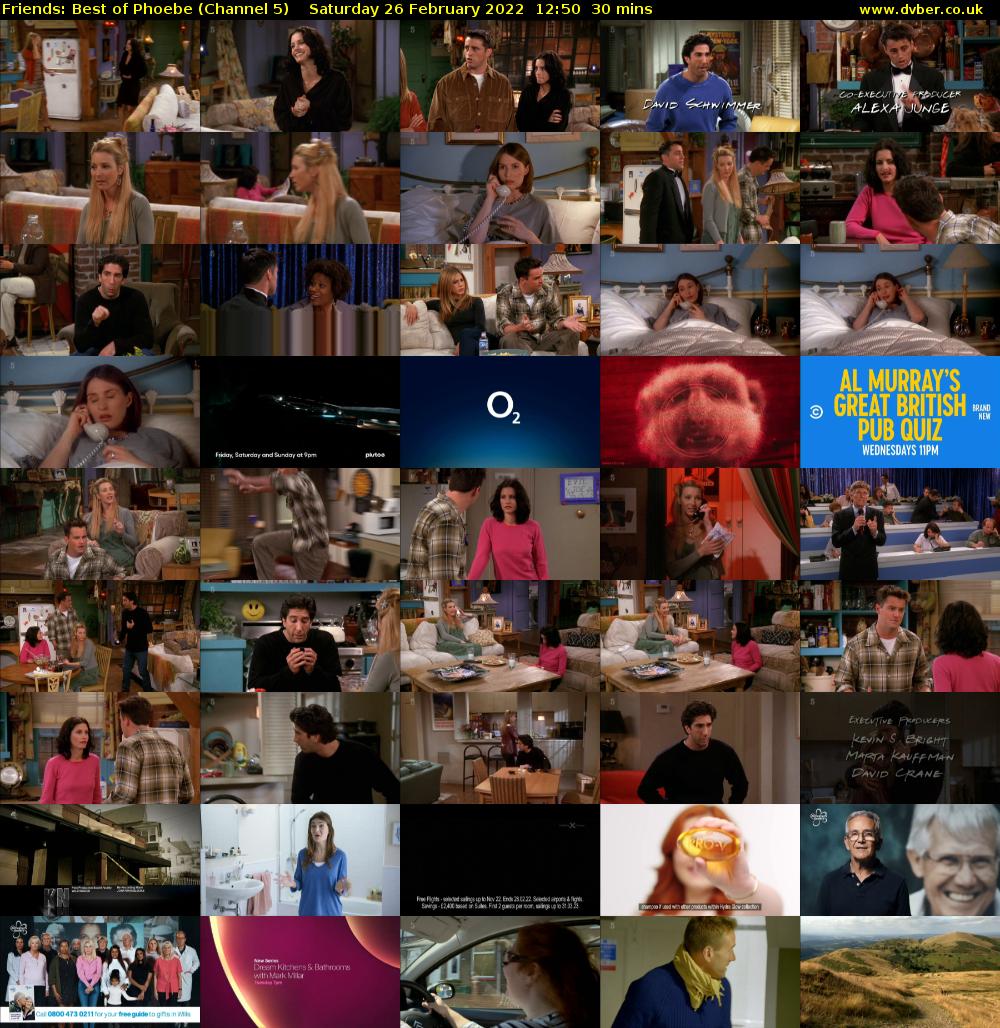 Friends: Best of Phoebe (Channel 5) Saturday 26 February 2022 12:50 - 13:20