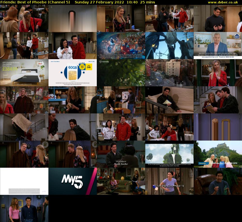 Friends: Best of Phoebe (Channel 5) Sunday 27 February 2022 10:40 - 11:05