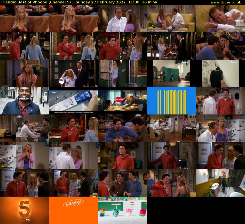 Friends: Best of Phoebe (Channel 5) Sunday 27 February 2022 11:30 - 12:00