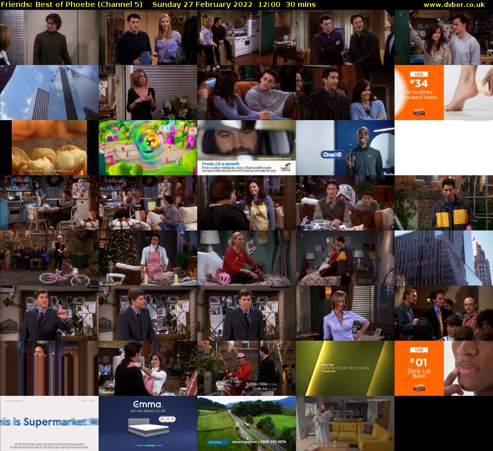 Friends: Best of Phoebe (Channel 5) Sunday 27 February 2022 12:00 - 12:30