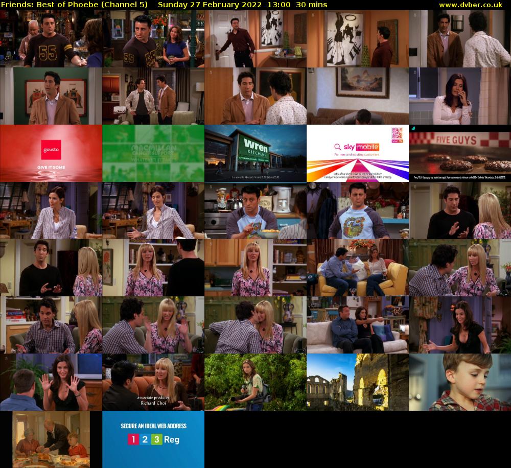 Friends: Best of Phoebe (Channel 5) Sunday 27 February 2022 13:00 - 13:30