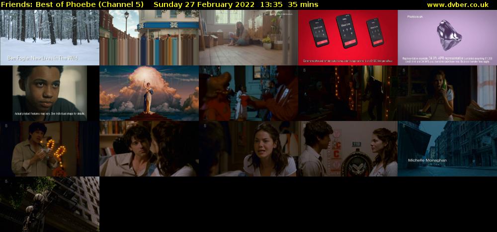 Friends: Best of Phoebe (Channel 5) Sunday 27 February 2022 13:35 - 14:10