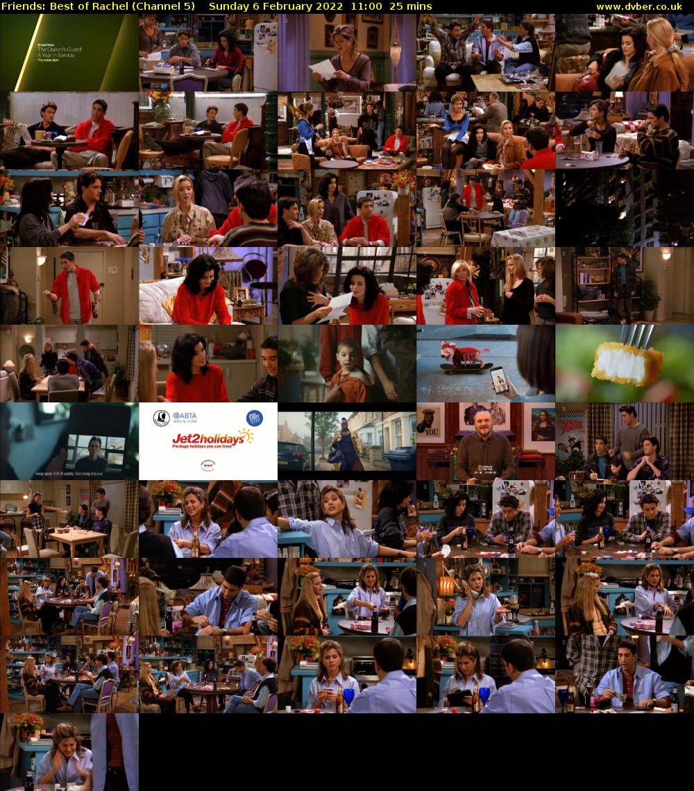 Friends: Best of Rachel (Channel 5) Sunday 6 February 2022 11:00 - 11:25