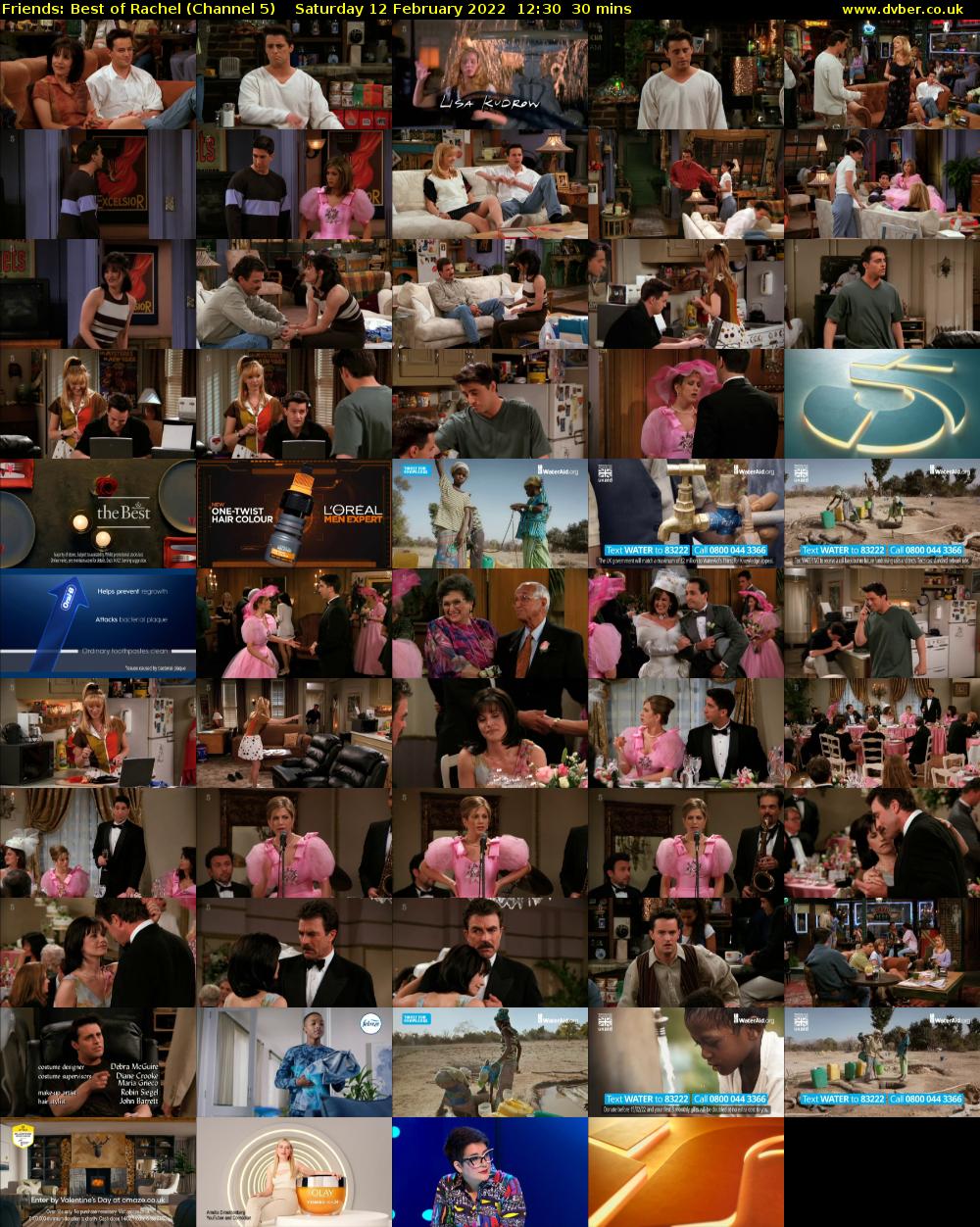 Friends: Best of Rachel (Channel 5) Saturday 12 February 2022 12:30 - 13:00