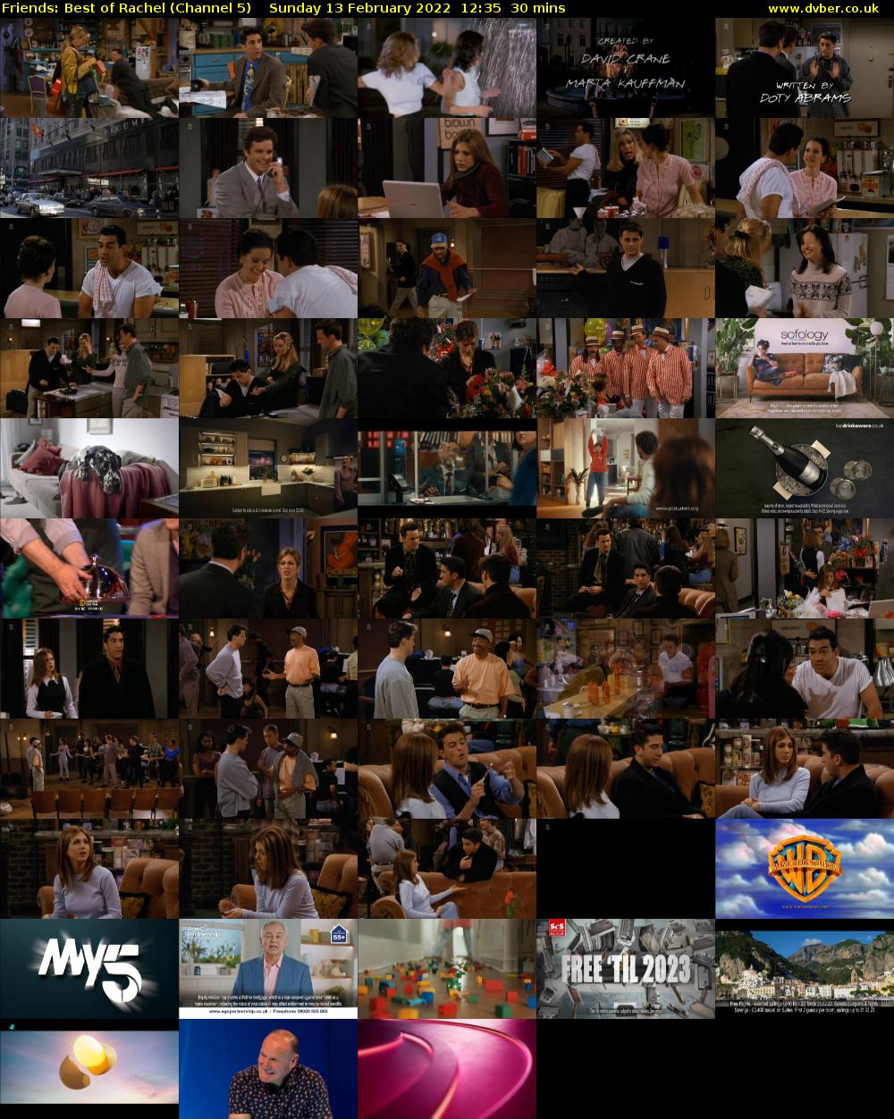 Friends: Best of Rachel (Channel 5) Sunday 13 February 2022 12:35 - 13:05