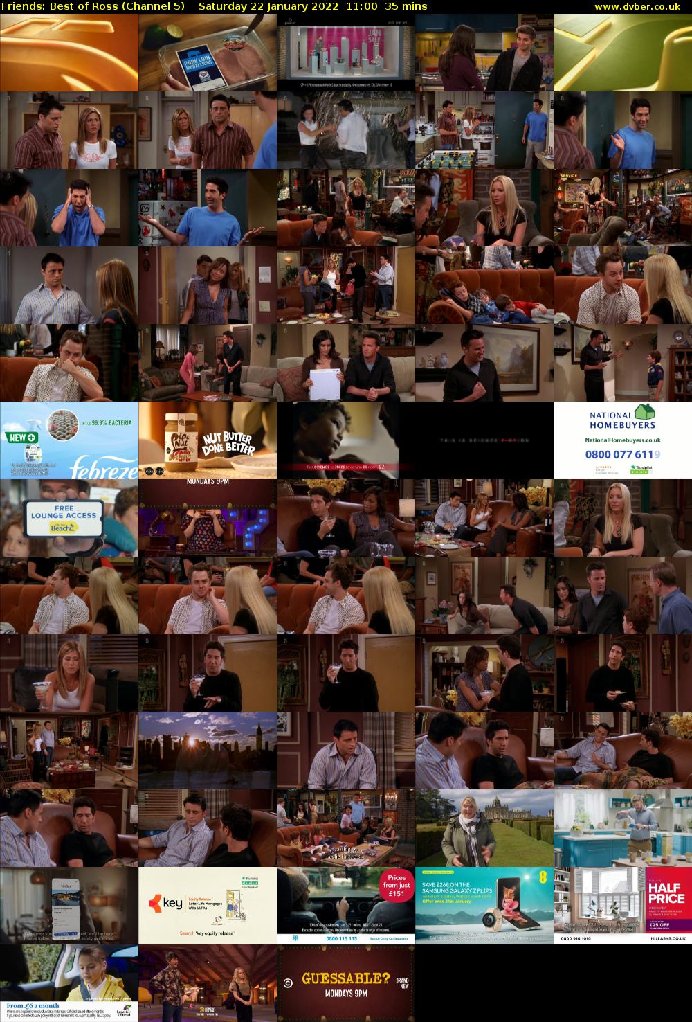 Friends: Best of Ross (Channel 5) Saturday 22 January 2022 11:00 - 11:35