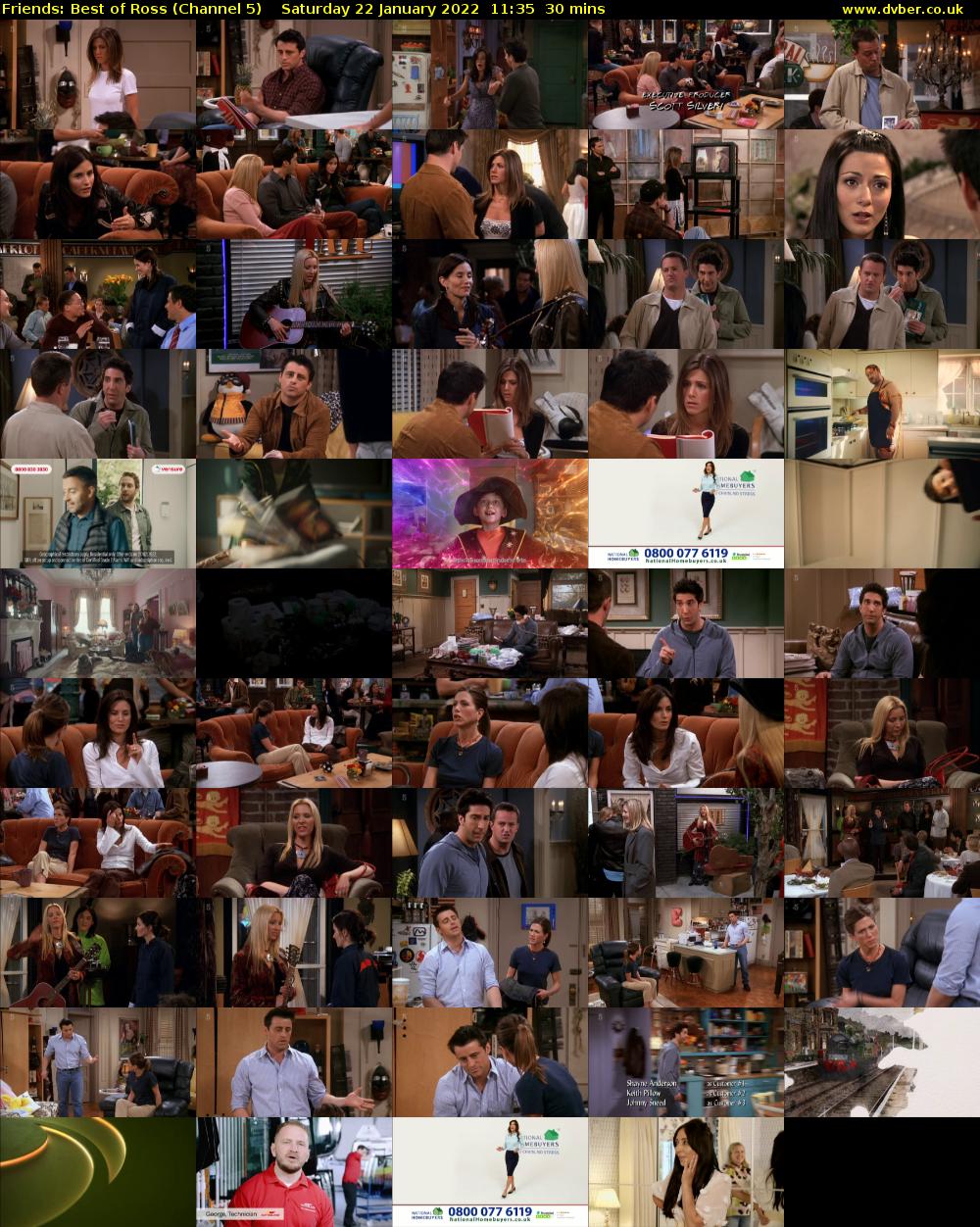 Friends: Best of Ross (Channel 5) Saturday 22 January 2022 11:35 - 12:05