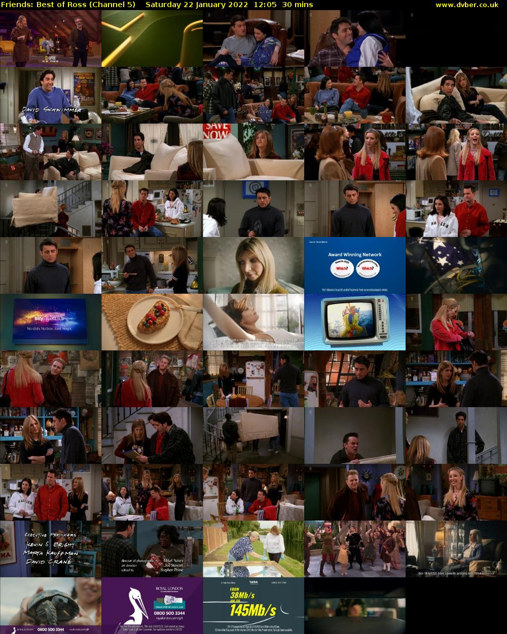 Friends: Best of Ross (Channel 5) Saturday 22 January 2022 12:05 - 12:35