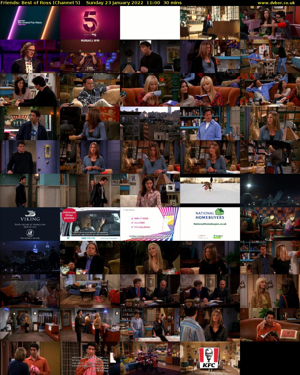 Friends: Best of Ross (Channel 5) Sunday 23 January 2022 11:00 - 11:30