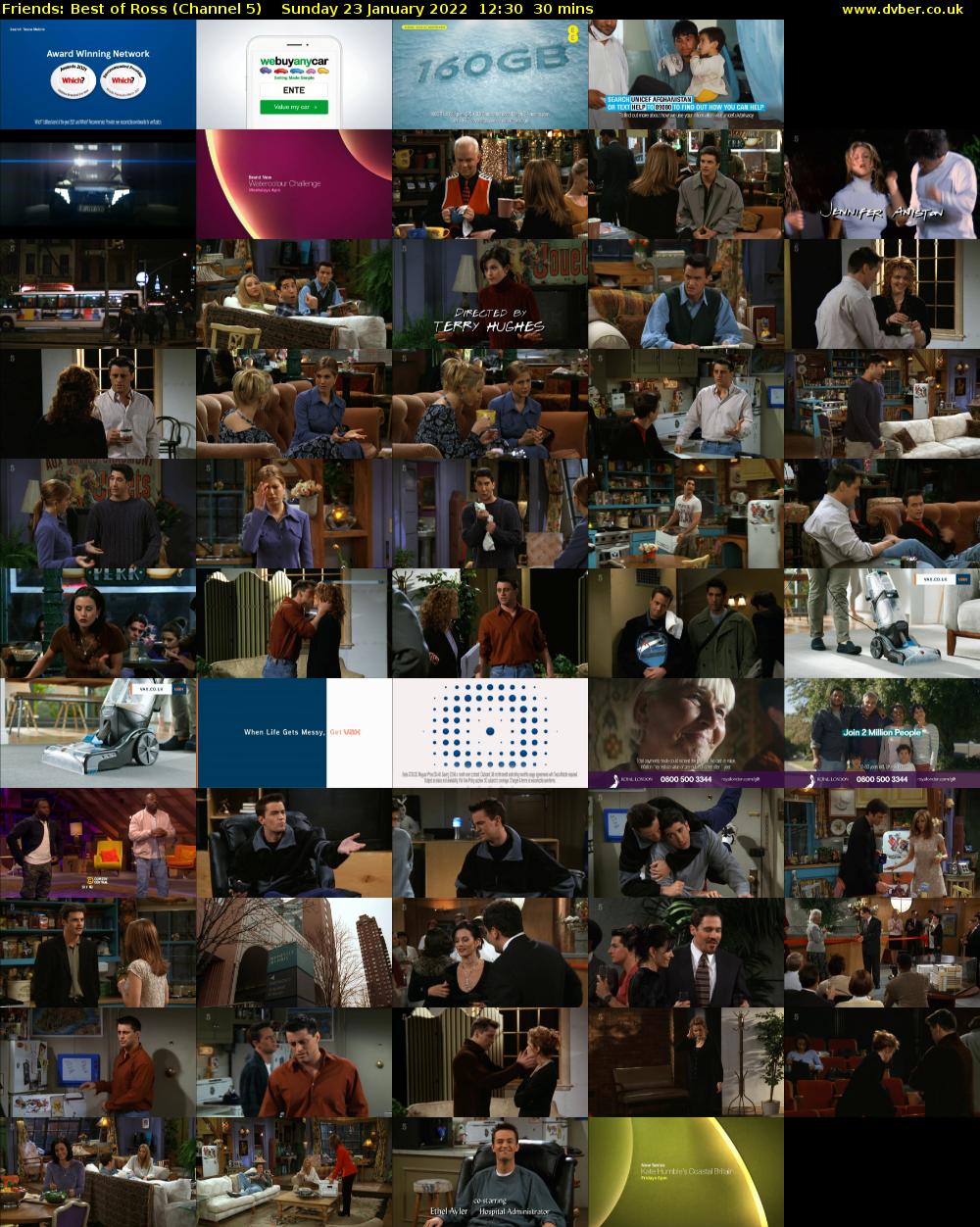 Friends: Best of Ross (Channel 5) Sunday 23 January 2022 12:30 - 13:00