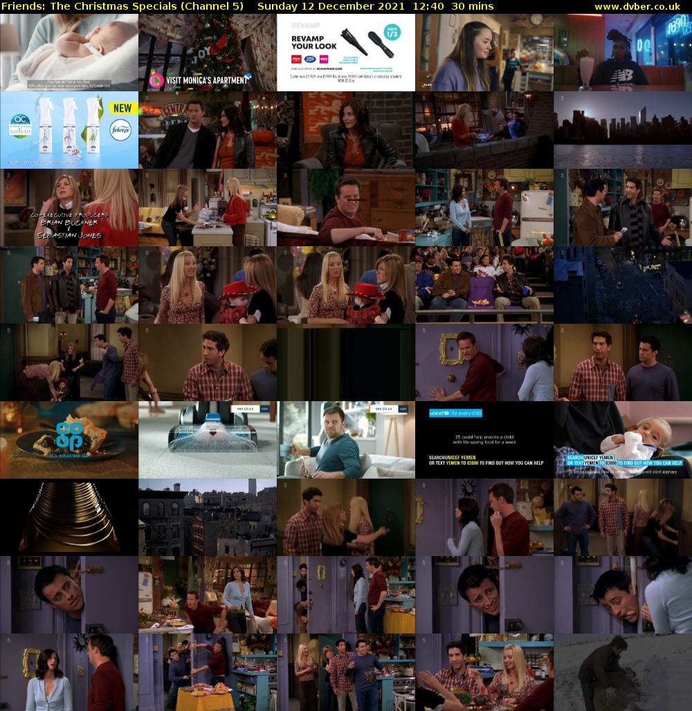 Friends: The Christmas Specials (Channel 5) Sunday 12 December 2021 12:40 - 13:10