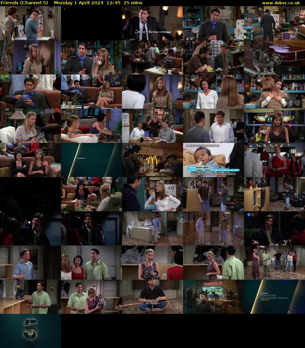 Friends (Channel 5) Monday 1 April 2024 12:45 - 13:10