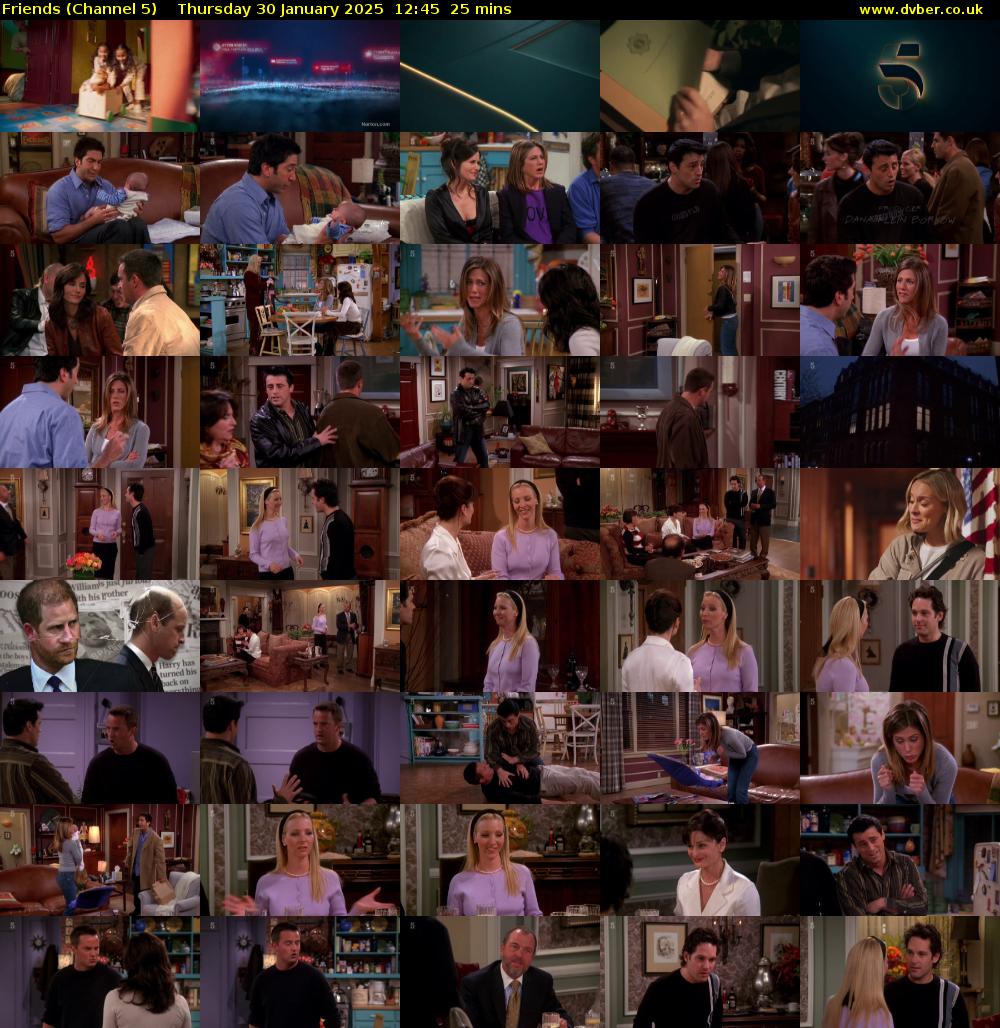 Friends (Channel 5) Thursday 30 January 2025 12:45 - 13:10