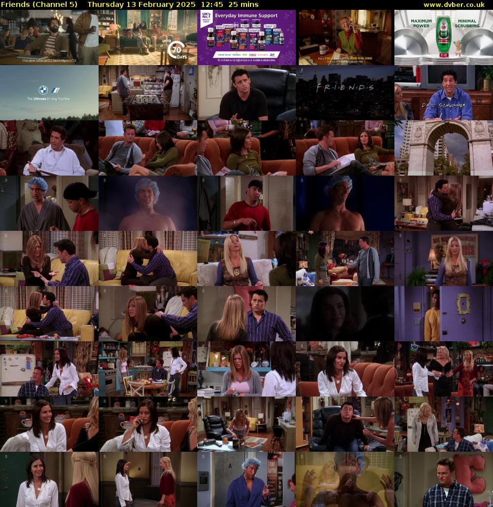 Friends (Channel 5) Thursday 13 February 2025 12:45 - 13:10